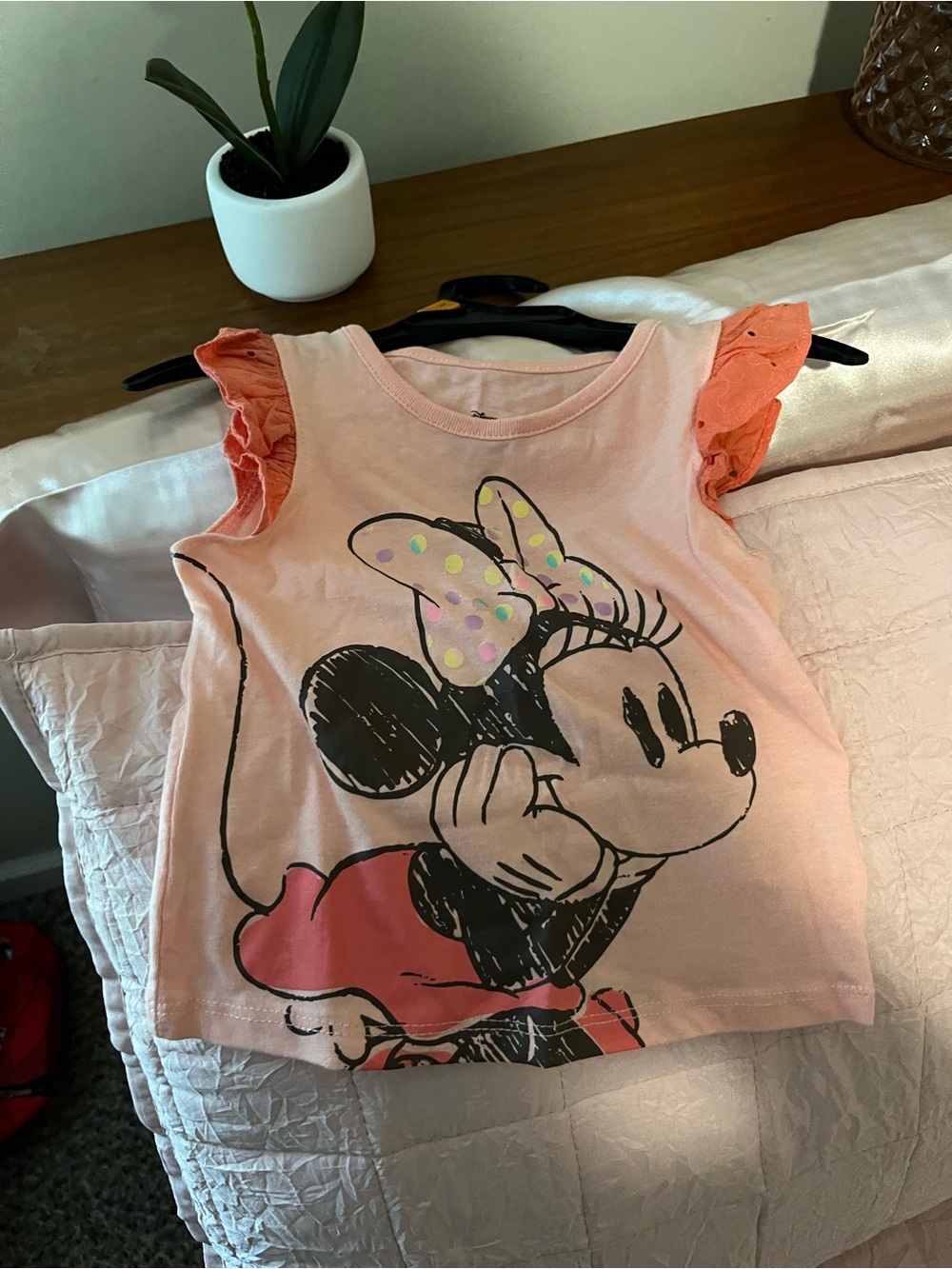 Disney Pink Minnie Mouse Ruffle Sleeve Tee